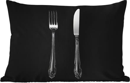 Buitenkussens - Tuin - Vork - Mes - Zilver - 50x30 cm