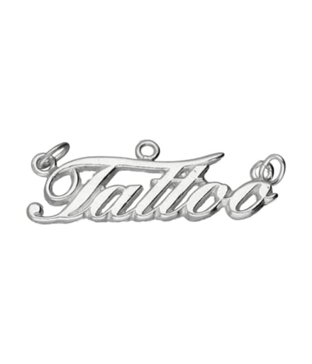 Zilveren Tattoo letters groot kettinghanger