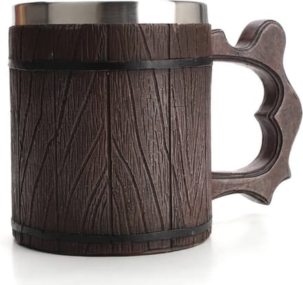 Lapi Toys - Dungeons and dragons mok - Drinkbeker - DnD - D&D - Resin - Roestvrij staal - 450 ml - Bruin