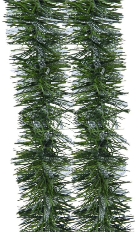 Decoris lametta kerstslinger - 2x - groen/transparant - folie - 270 x 7,5 cm