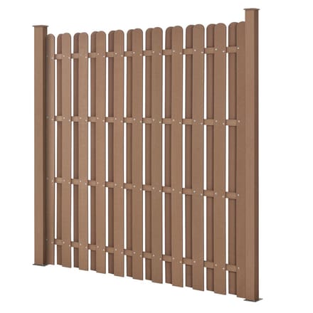 WPC Schuttingpaneel 11 planken met palen 185x562 cm bruin