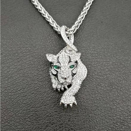 Heren Mode Sieraden Cheetah Dier Hanger Ketting Sieraden gray