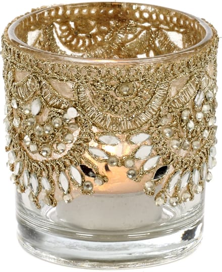 Goodwill Waxinelichthouder Glas Goud 8 cm Voordeelaanbod Per 2 Stuks