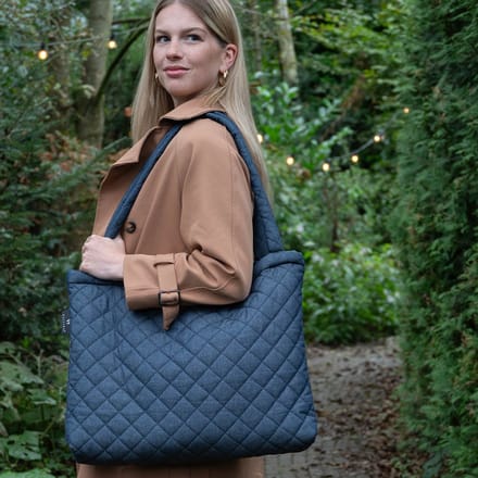 Wallabag - Tote Bag - Luiertas - Shopper - Mom Bag Denim Stepped Blue