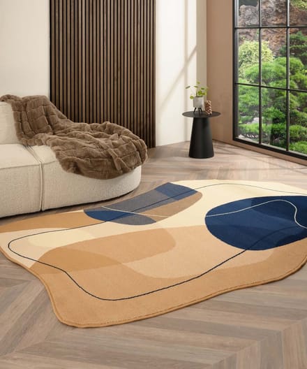 Organisch vloerkleed - Ease Stone blauw 200x300