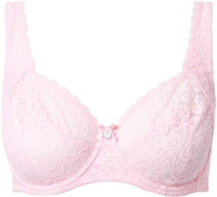 Ulla Popken - Dames - Beugelbeha gebloemd kant zuiver kant - Babyroze - Maat 100B