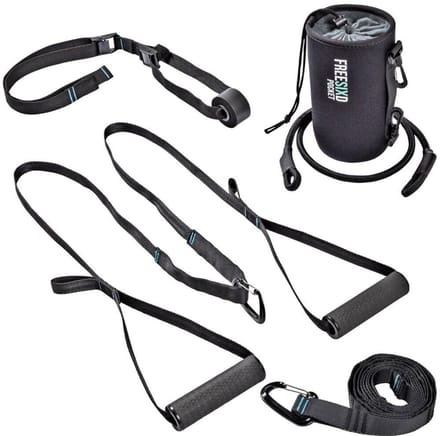 PULLUP & DIP FREESIXD - Pocket Sling Trainer - Houten Gymringen - Ultra Compact Design - Inclusief Deuranker