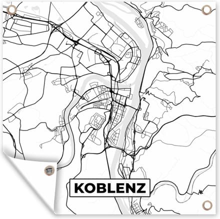 Tuindoek Kaart - Koblenz - Stadskaart - Plattegrond - 100x100 cm