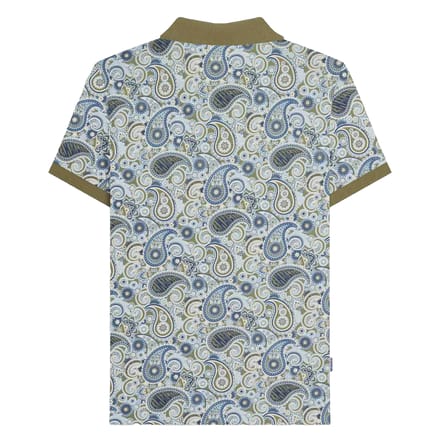 Lambretta Heren SS25 Paisley gemerkt poloshirt (Kaki/Navy)