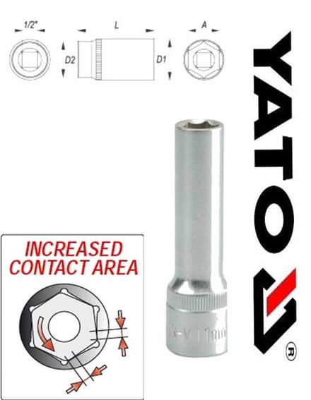Yato - Lange Dopsleutel - 11mm - 1/2 Inch Aandrijving - CrV Staal
