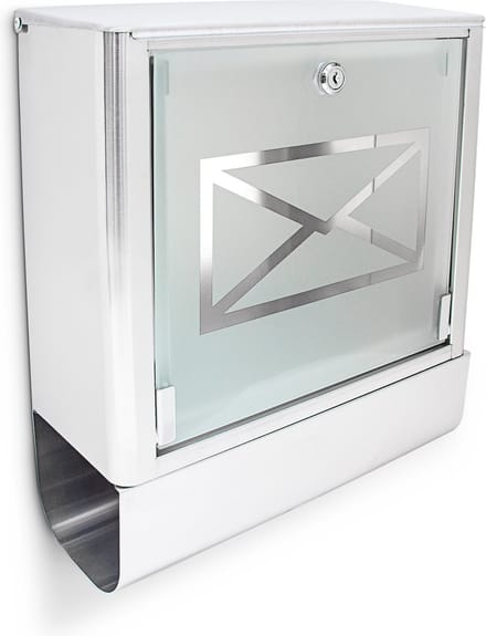 brievenbus hangend - met krantenrol - rvs - glas - 35 x 40 x 15 cm - buiten