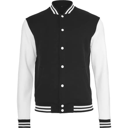 Build Your Brand - Sweat College Jacket - Black/White maat L