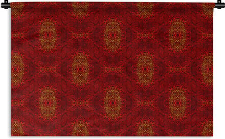 Wandkleed - Wanddoek - Patroon - Abstract - Rood - 150x100 cm - Wandtapijt