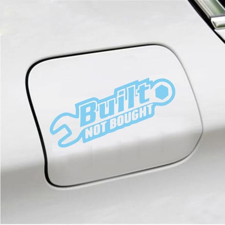 Bumpersticker - Built Not Bought - 8 X 20 - Licht Blauw