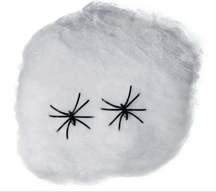 spinrag + 2 spinnen - wit - 40 gram