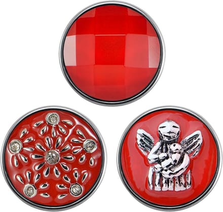 Quiges - Chunk 18mm Click Button Drukknoop Intens Rood Set van 3 Stuks Engel - EBCMSET015