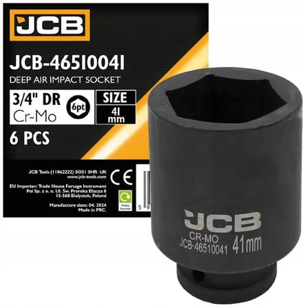 JCB - Dopsleutel - 6-kant - 41mm - Cr-Mo Staal - Diep