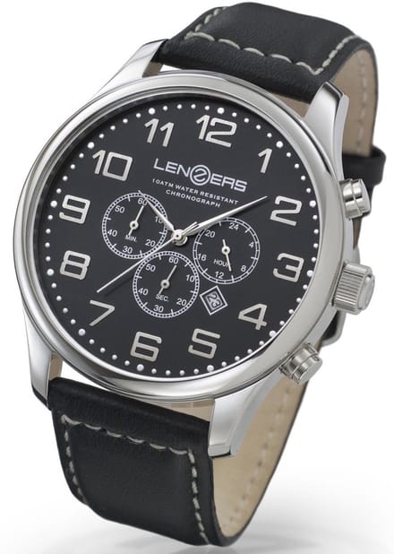 Lenzers Javelin Chronograph XL Herenhorloge met Stopwatch en Datum - Quartz 48mm