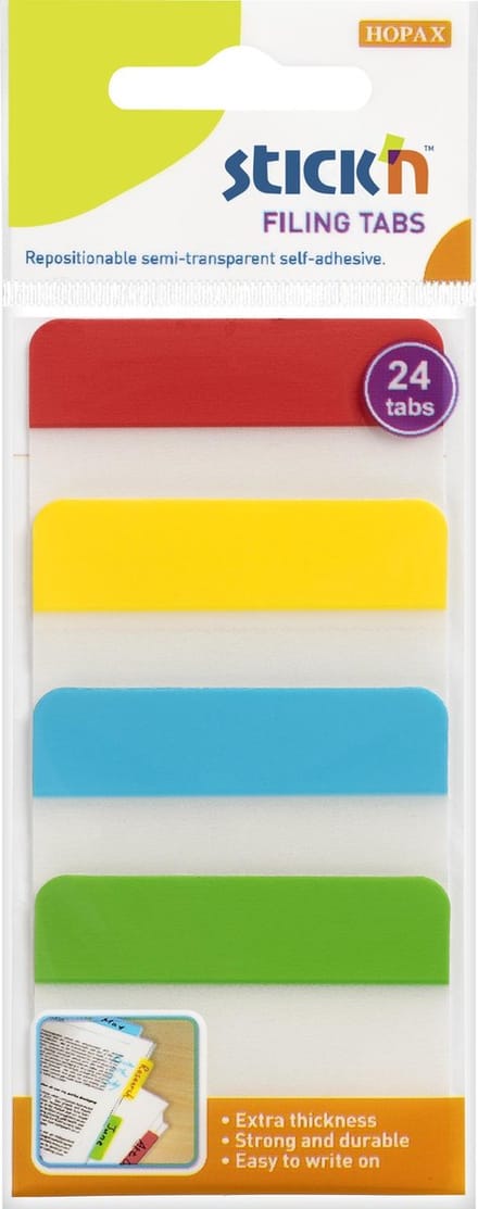 Stick'n Bladwijzer - Index Tabs - 38x51mm - 4 Verschillende Kleuren - 24 Sticky Notes