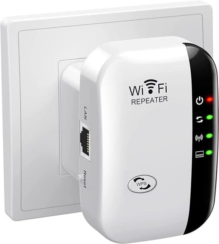 Wifi Versterker - Netwerk Extender - Draadloos Bereik - 5000m² Dekking - Ethernet Poort - Wit