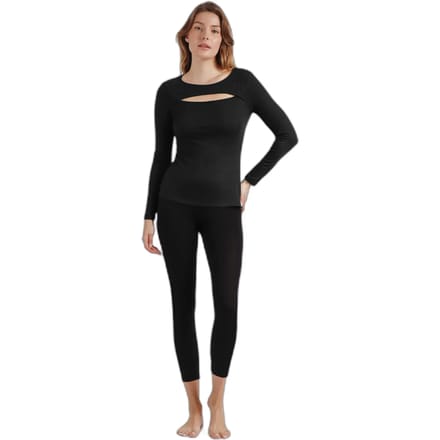 Warme lange mouwen T-shirt met geribde opening voor dames Admas