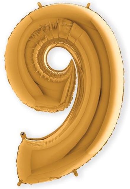 Folie ballon cijfer 9 goud (100cm)