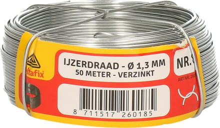 Deltafix IJzerdraad - 1x rol - 1,3 mm x 50 m - verzinkt staal - binddraad