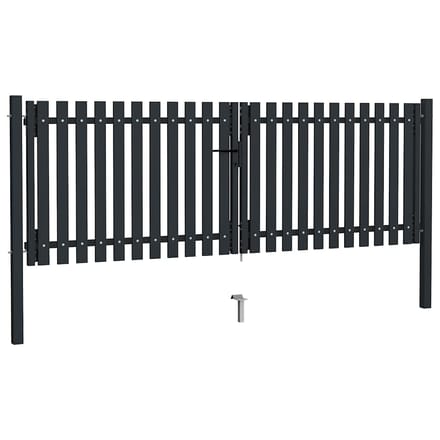 vidaXL - Dubbele - poort - met - deur - staal - 300x75 - cm - antraciet