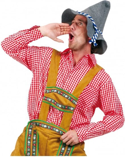 Rode Oktoberfest Tiroler blouse heren maat S en M