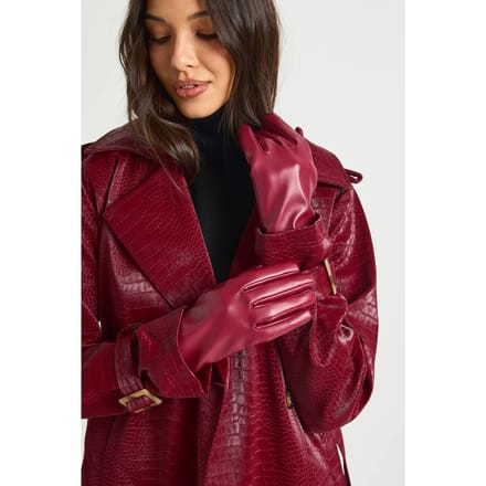 boohoo Dames Kunstleren handschoenen | Bordeaux Rood