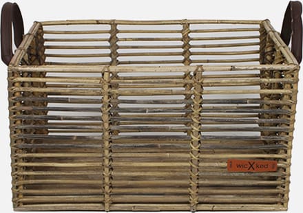 Wicked - Fietsmand met Leren Hengsels - Rotan -Bruin - 23L