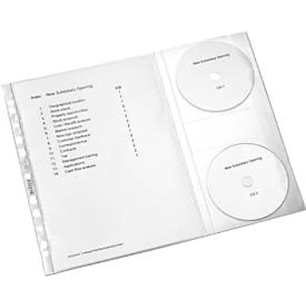LEITZ® insteekhoesje 4761 met cd-klep, A4, bovenaan open, 5 stuks