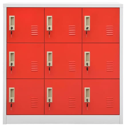 vidaXL - Lockerkasten - 5 - st - 90x45x92,5 - cm - staal - lichtgrijs - en - rood