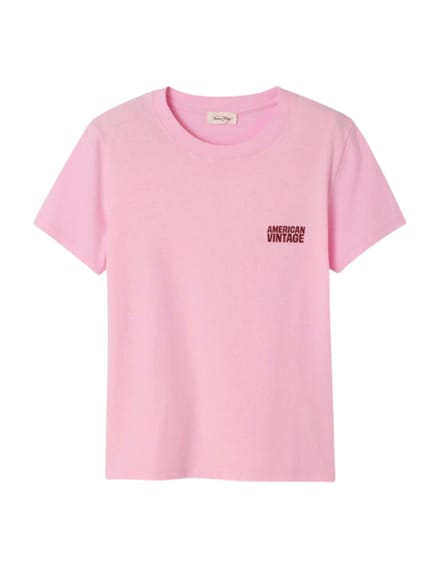 American Vintage Ykobow T-shirts Roze Yko02ch26