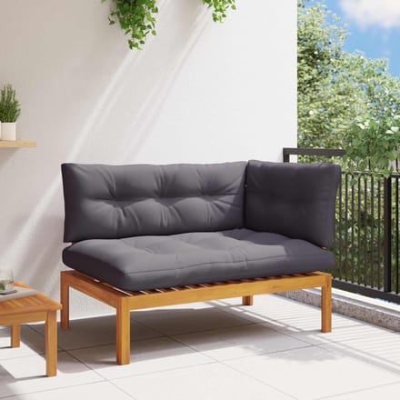 vidaXL - Hoek - Sofa - Eenheid - Natuurlijk - en - Donkergrijs - Acaciahout