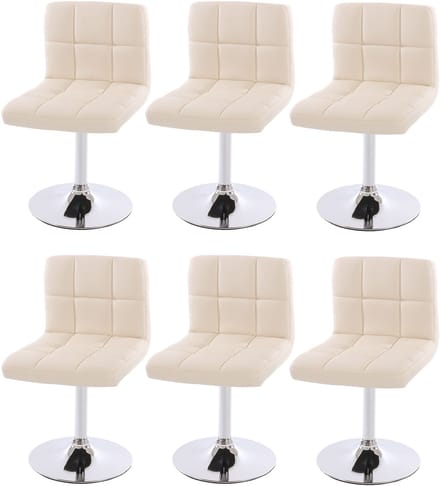 Set van 6 eetkamerstoelen Bureaustoel Stoel Kavala kunstleer chroom ~ crème