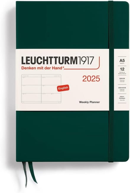Weekkalender A5 2025 Medium Bosgroen - Engels Taakplanner