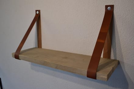 Plankendragers Echt cognac leer – Perfect voor steigerhouten planken – Set van 2 Echt lederen plankendragers