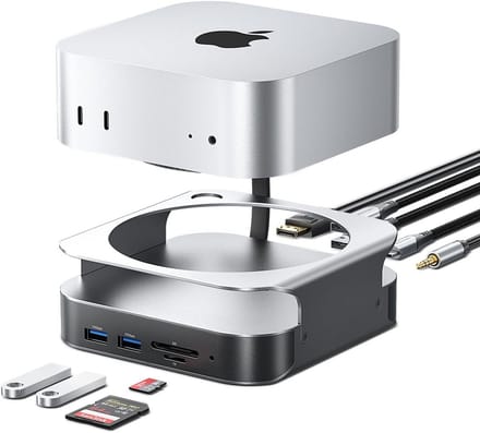 10-in-1 USB-C Dockingstation voor Mac mini met SSD-behuizing en Kaartlezer