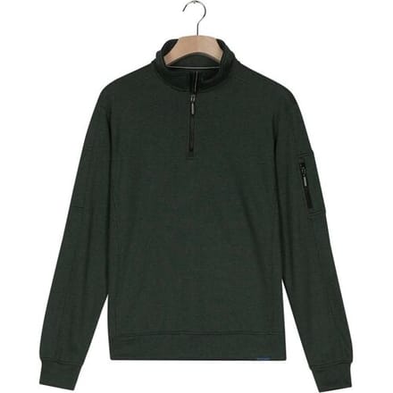 Baileys Trui Sweat Half Zip Yarn Dyed Pinstripe Interlock Sleeve Zip Pocket Dark Forest / male