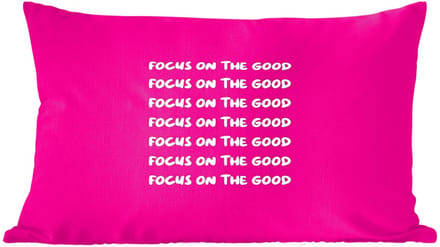Sierkussens - Kussentjes Woonkamer - 50x30 cm - Focus on the good - Roze - wit