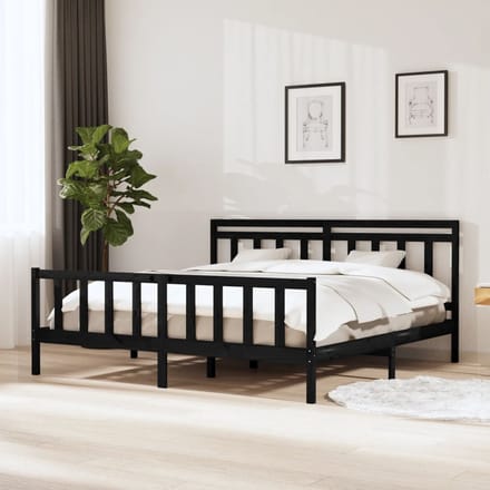 vidaXL - Bedframe - massief - hout - zwart - 200x200 - cm