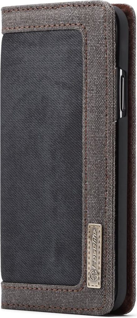 Caseme Canvas Wallet Bookcase geschikt voor iPhone XS Max - Bruin Zwart