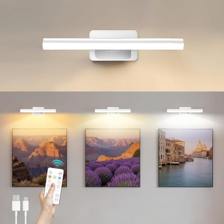 HEZIVO® Draadloze Schilderijlamp - Wandlamp Oplaadbaar - Met Batterij - Dimbaar - Met Timer - Wit