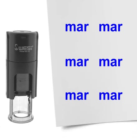 CombiCraft Stempel maand March 10mm rond blauwe inkt - per 1 stuk
