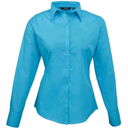 Premier Dames/Dames Popeline Blouse met Lange Mouwen (Turquoise)