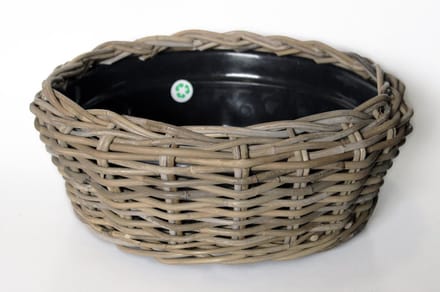 Van der Leeden | Drypot Schaal Rattan Grijs Ø 36 cm | Hoogte 18 cm, breedste punt 38 cm