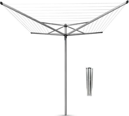 Brabantia Topspinner Droogmolen - 60 m - met Metalen Grondanker - Metallic Grey