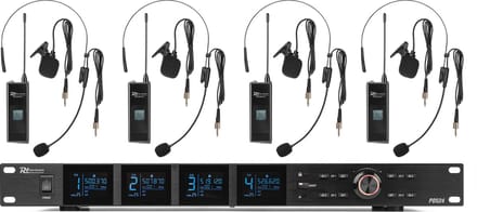 Power Dynamics PD524B UHF draadloos microfoonsysteem met 4 bodypack microfoons