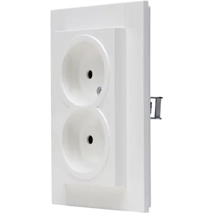Kopp Athenis – Dubbele wandcontactdoos inbouw ongeaard (helder wit)